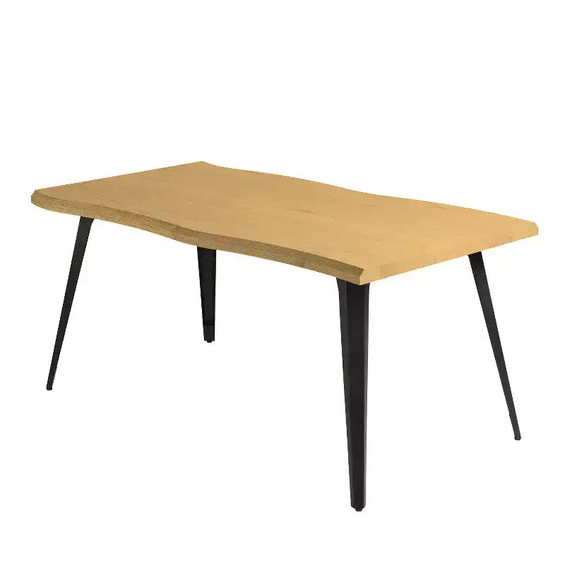 Table à manger rectangulaire de 63 po pour 6 personnes, style bois moderne avec pieds en métal noir