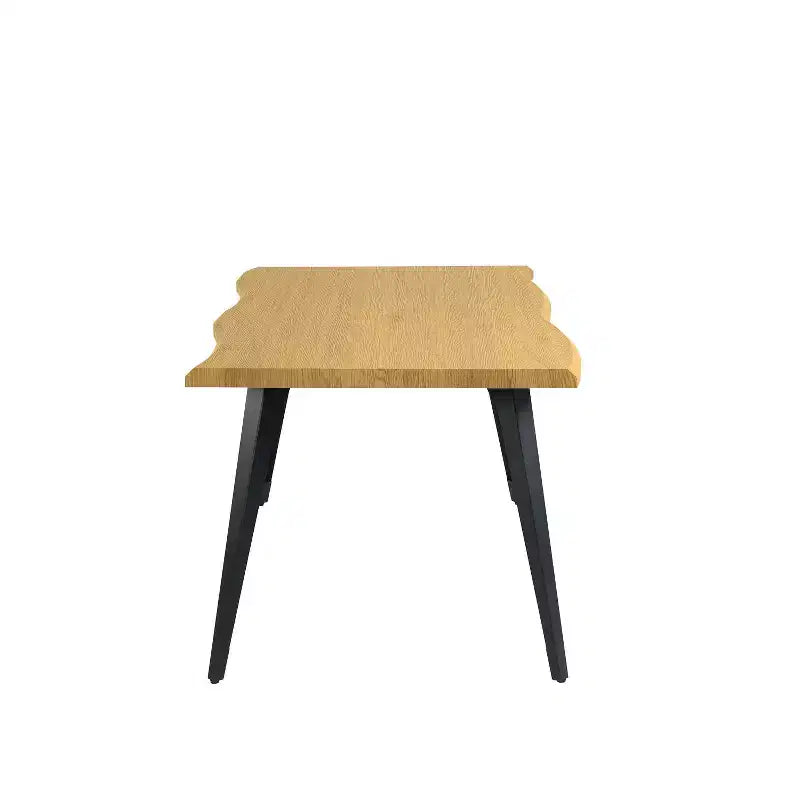 Table à manger rectangulaire de 63 po pour 6 personnes, style bois moderne avec pieds en métal noir