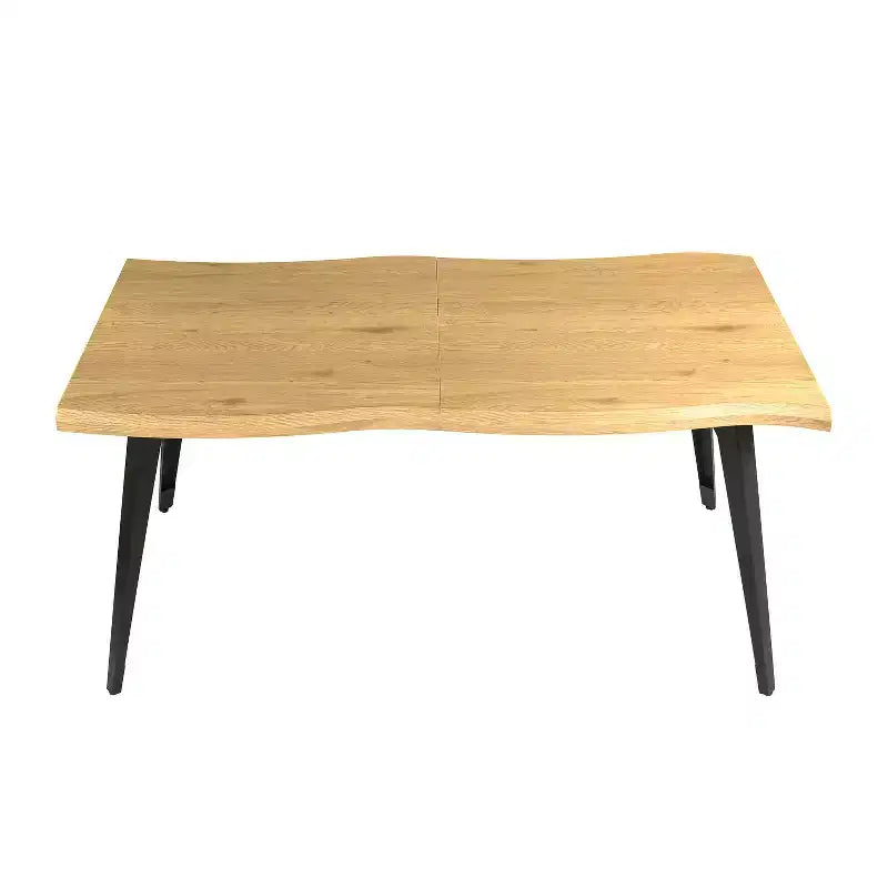 Table à manger rectangulaire de 63 po pour 6 personnes, style bois moderne avec pieds en métal noir