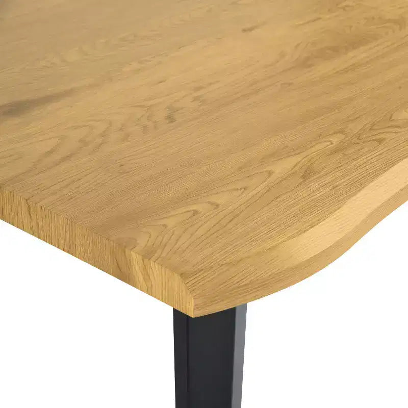 Table à manger rectangulaire de 63 po pour 6 personnes, style bois moderne avec pieds en métal noir
