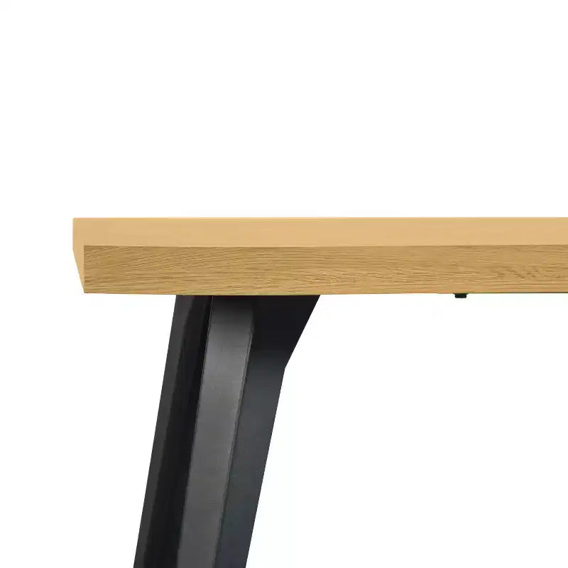 Table à manger rectangulaire de 63 po pour 6 personnes, style bois moderne avec pieds en métal noir
