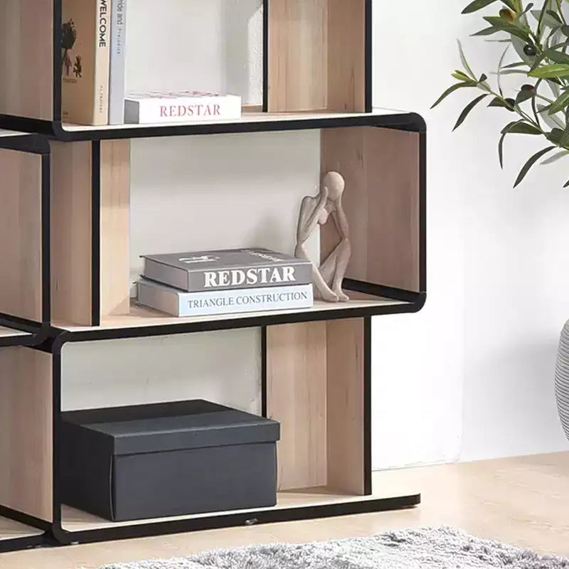 Ensemble de 3 bibliothèques avec étagères à 3, 4 et 5 niveaux, meuble de rangement et de présentation moderne en bois chêne/noir