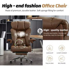 Fauteuil de bureau ergonomique 450 lbs avec repose-pieds, Fauteuil de direction en cuir PU à dossier haut avec support lombaire et accoudoirs réglables