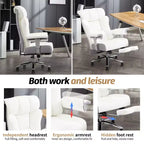 Fauteuil de bureau ergonomique 450 lbs avec repose-pieds, Fauteuil de direction en cuir PU à dossier haut avec support lombaire et accoudoirs réglables