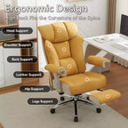 Fauteuil de bureau ergonomique 450 lbs avec repose-pieds, Fauteuil de direction en cuir PU à dossier haut avec support lombaire et accoudoirs réglables