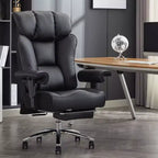Fauteuil de bureau ergonomique 450 lbs avec repose-pieds, Fauteuil de direction en cuir PU à dossier haut avec support lombaire et accoudoirs réglables