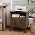 Modern Fluted Night Stand , Wood Nightstand Bedside Table End Table , Drawers and Storage Shelf for Living Room Bedroom