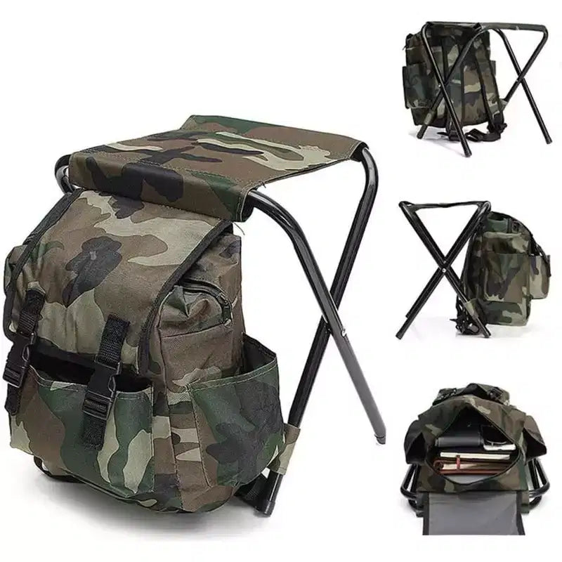 Portable Foldable Backpack Chair for Mountaineering & Fishing, 100kg Max Load Oxford Fabric Stool for Camping, Hiking & Travel