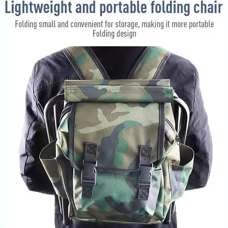 Chaise sac à dos pliable portable pour l'alpinisme et la pêche, tabouret en tissu Oxford charge max 100 kg pour le camping, la randonnée et les voyages