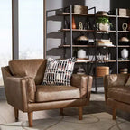Fauteuil d'appoint en cuir Oxford - Brun clair
