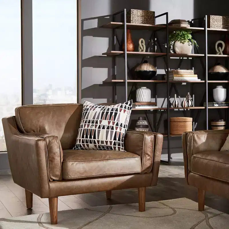 Fauteuil d'appoint en cuir Oxford - Brun clair