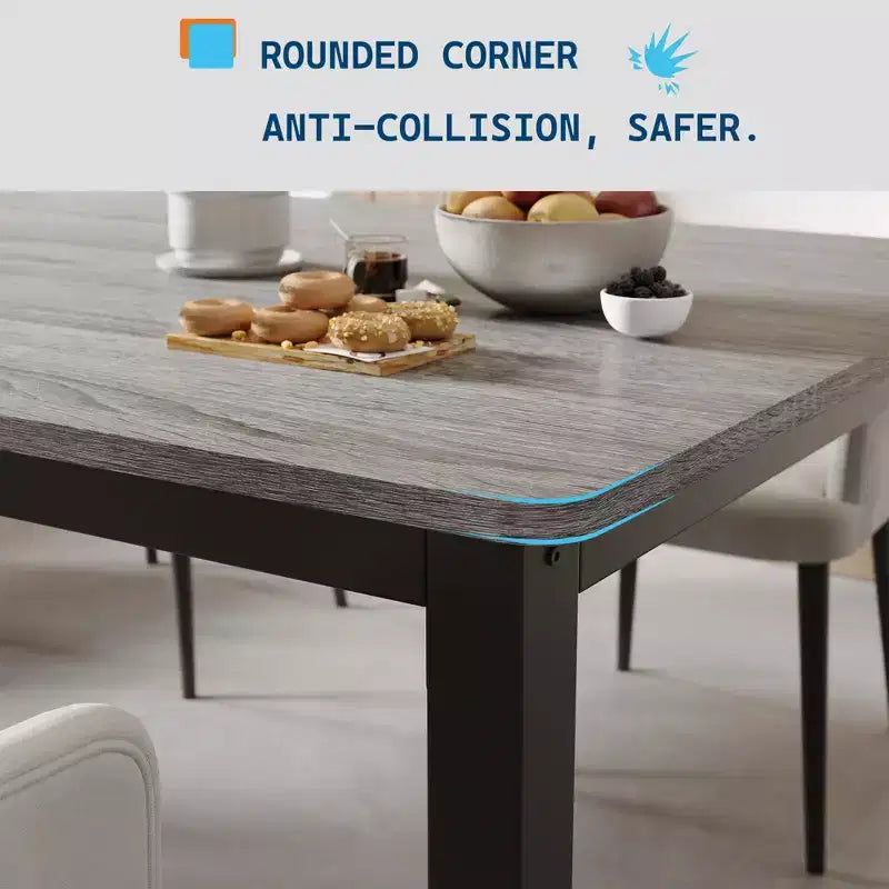 Table de salle à manger industrielle de 200 cm pour 8 personnes, longue table à manger en bois avec assemblage tenon-mortaise, table de cuisine avec pieds en métal robustes, pour salle à manger ou bureau