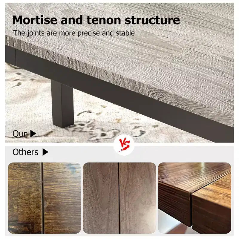 Table de salle à manger industrielle de 200 cm pour 8 personnes, longue table à manger en bois avec assemblage tenon-mortaise, table de cuisine avec pieds en métal robustes, pour salle à manger ou bureau