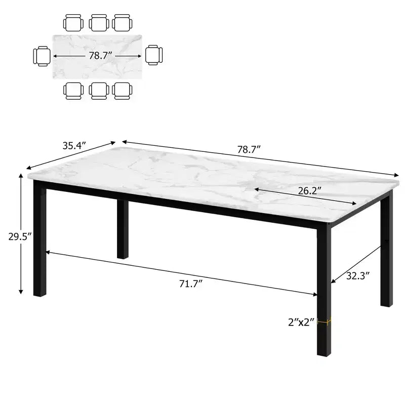 Table de salle à manger industrielle de 200 cm pour 8 personnes, longue table à manger en bois avec assemblage tenon-mortaise, table de cuisine avec pieds en métal robustes, pour salle à manger ou bureau