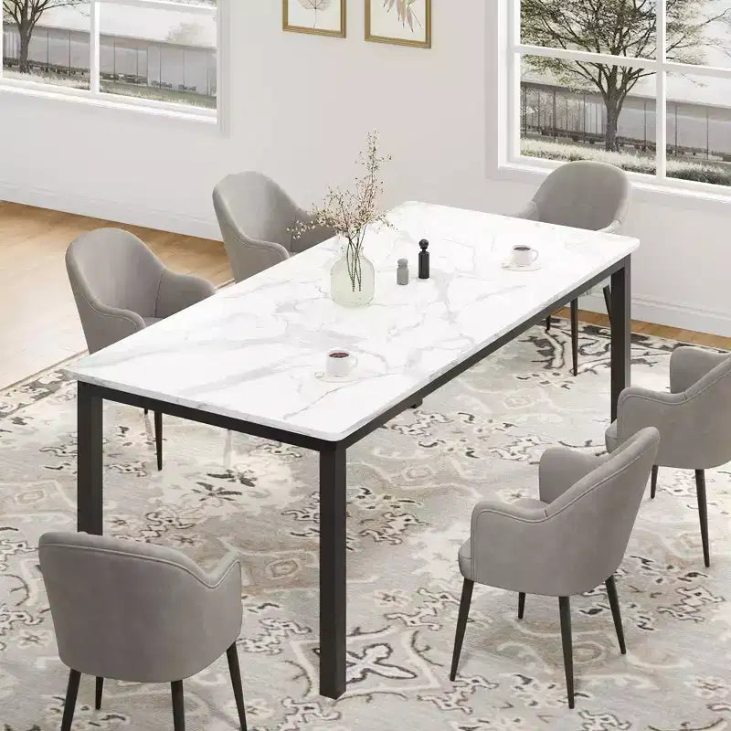 Table de salle à manger industrielle de 200 cm pour 8 personnes, longue table à manger en bois avec assemblage tenon-mortaise, table de cuisine avec pieds en métal robustes, pour salle à manger ou bureau