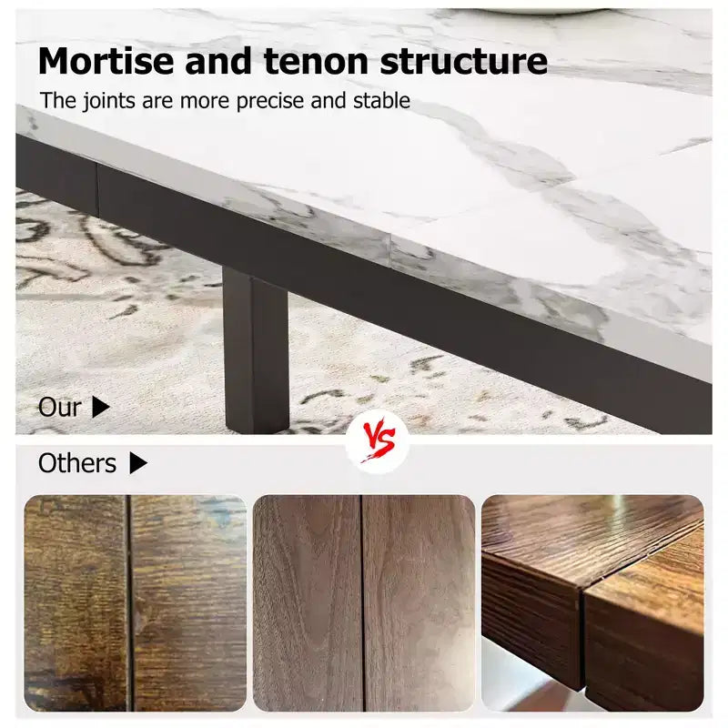Table de salle à manger industrielle de 200 cm pour 8 personnes, longue table à manger en bois avec assemblage tenon-mortaise, table de cuisine avec pieds en métal robustes, pour salle à manger ou bureau