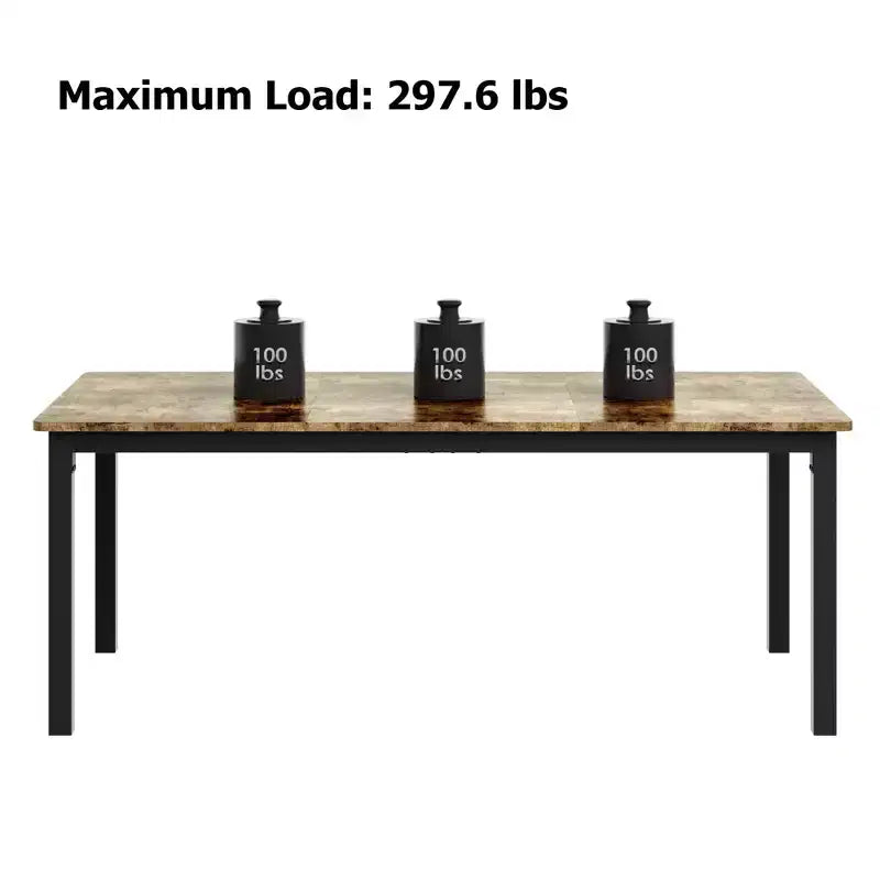 Table de salle à manger industrielle de 200 cm pour 8 personnes, longue table à manger en bois avec assemblage tenon-mortaise, table de cuisine avec pieds en métal robustes, pour salle à manger ou bureau