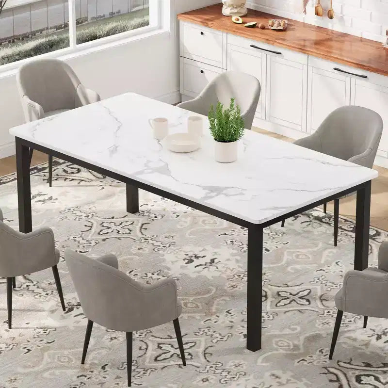 Table de salle à manger industrielle de 200 cm pour 8 personnes, longue table à manger en bois avec assemblage tenon-mortaise, table de cuisine avec pieds en métal robustes, pour salle à manger ou bureau