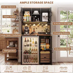 Armoire de cuisine avec espace pour mini-réfrigérateur, meuble bar à café avec étagère de rangement