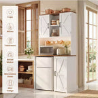 Armoire de cuisine avec espace pour mini-réfrigérateur, meuble bar à café avec étagère de rangement