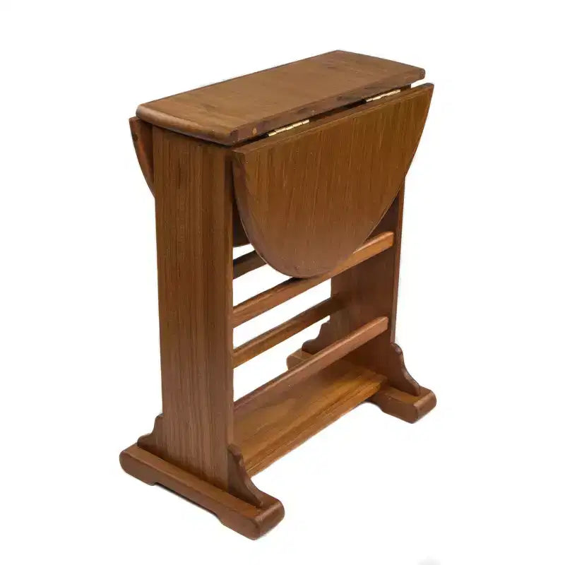 21 Table d'appoint ovale à abattants en bois massif brun