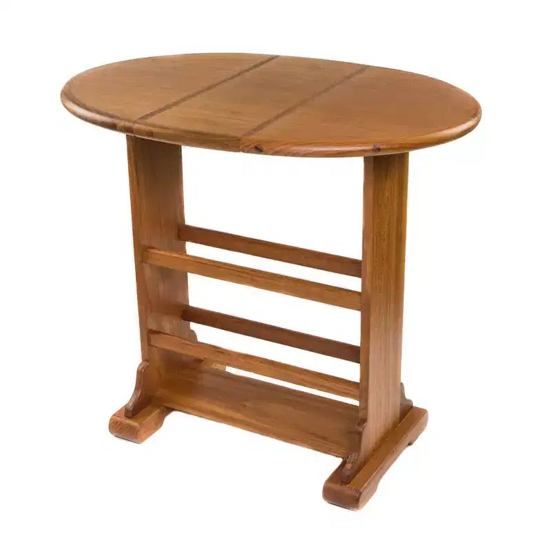21 Table d'appoint ovale à abattants en bois massif brun