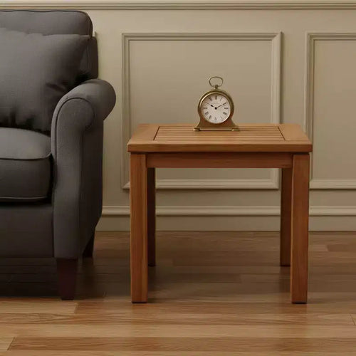 Table d'appoint carrée en bois massif marron 18 po