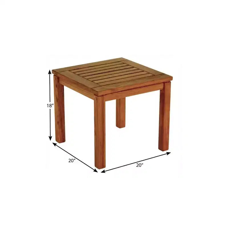 Table d'appoint carrée en bois massif marron 18 po