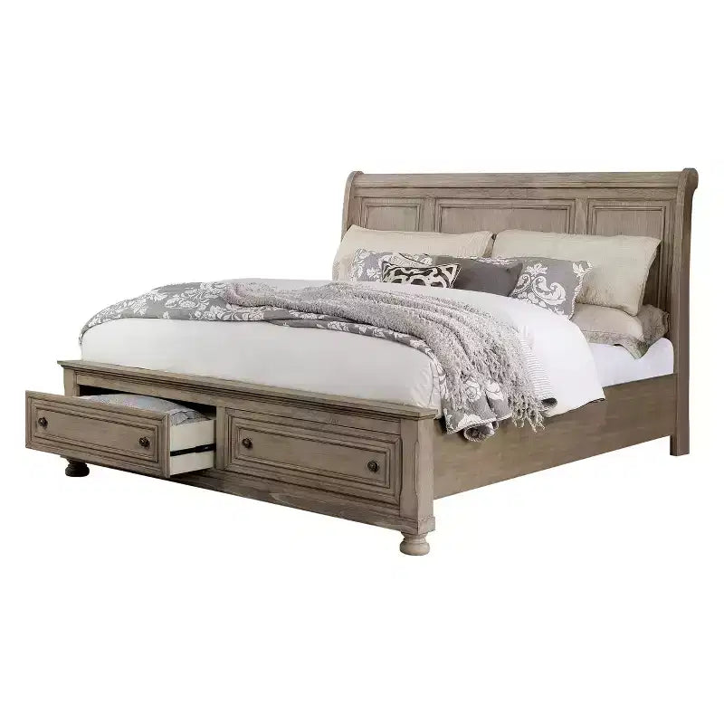 Ensemble 2 pièces lit Queen et commode gris