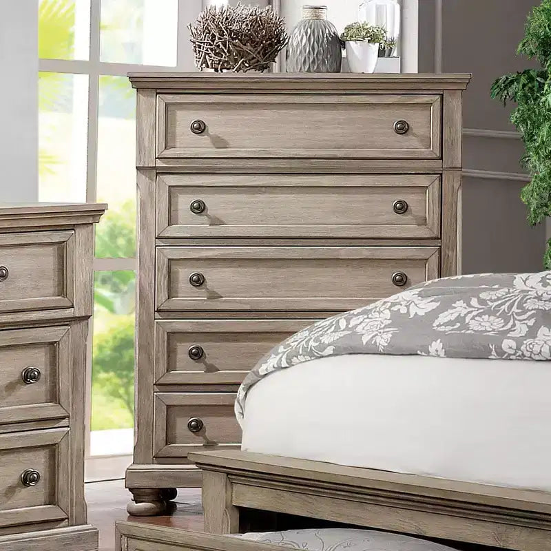Ensemble 2 pièces lit Queen et commode gris