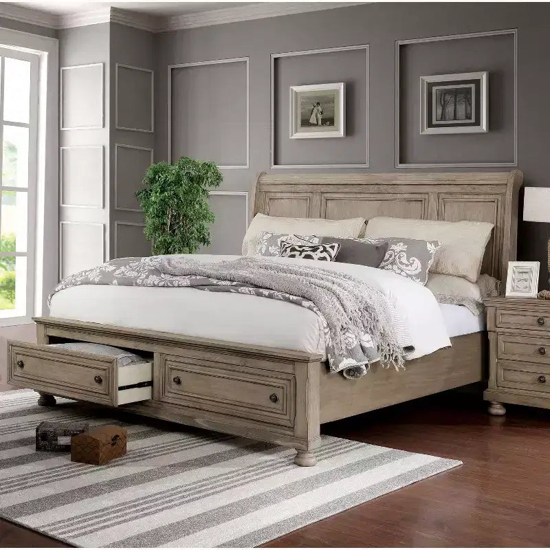 Ensemble 2 pièces lit Queen et commode gris