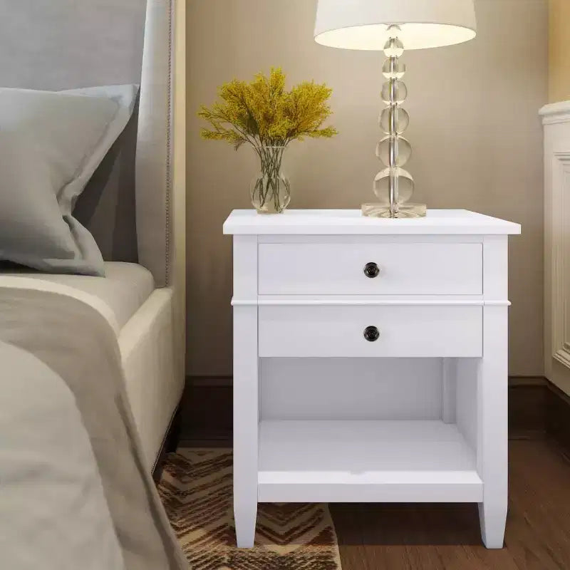 Table de chevet en bois massif 24 po blanc
