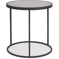 Gramercy Round Mirrored Side Table Black - Finch: Antique Finish, No Assembly Required, Metal Frame