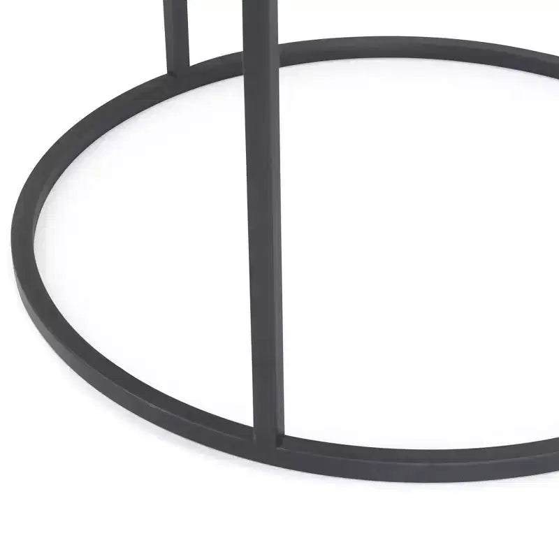 Table d'appoint ronde avec miroir, finition noire antique, aucun assemblage requis, cadre en métal