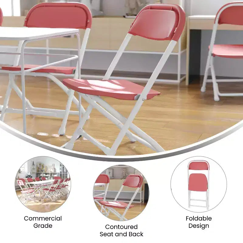 Chaise pliante en plastique pour enfants, lot de 10
