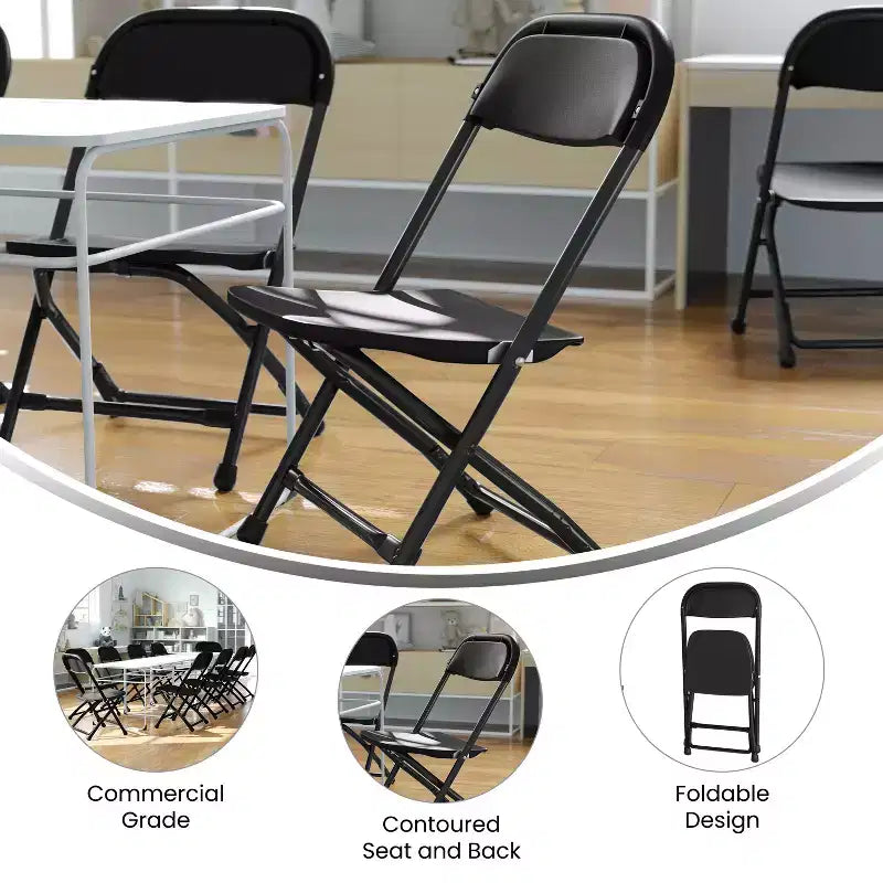 Chaise pliante en plastique pour enfants, lot de 10