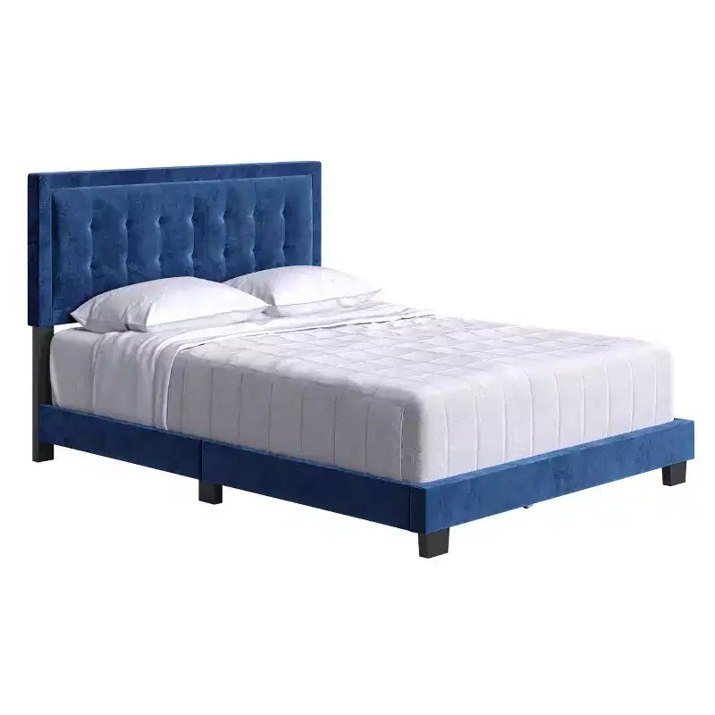 Cadre de lit plateforme capitonné en velours