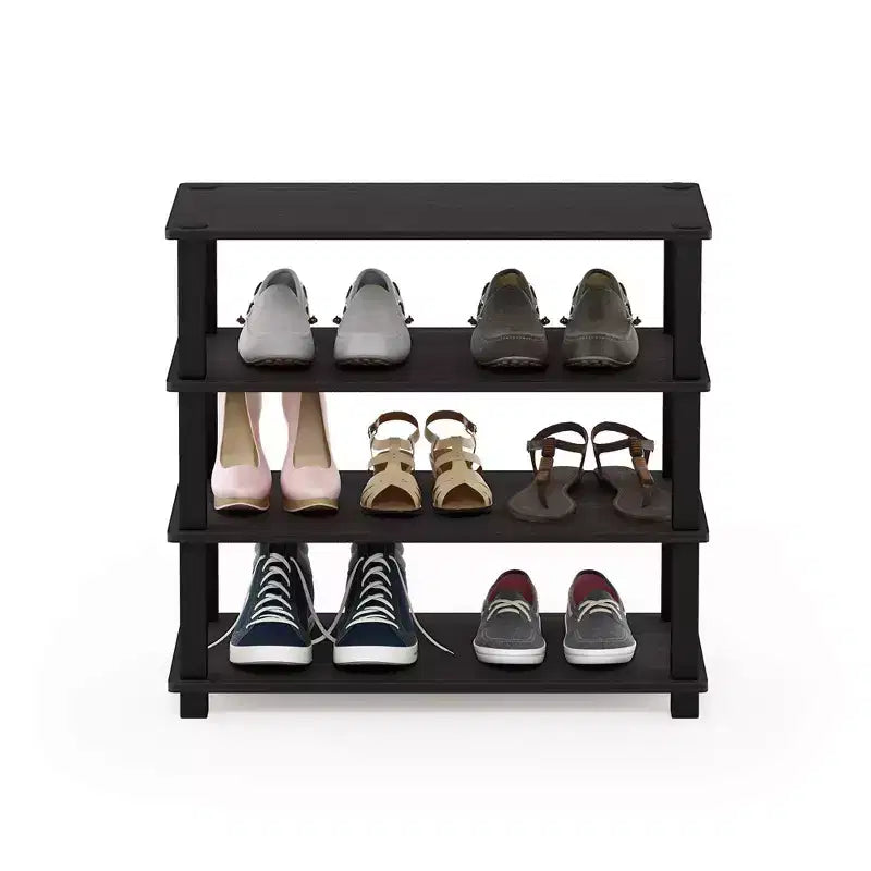 Étagère à chaussures 3/4 niveaux multifonctionnelle Tour de rangement Organisateur pour Salle de bain&Salon&Entrée,Espresso/Noir