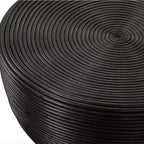 Table d'appoint ronde en rotin noir teinté, largeur 22 po