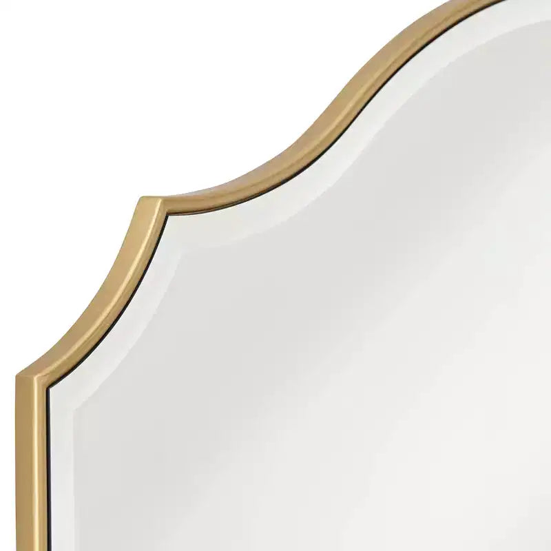 Miroir mural décoratif Arch Top Vanity vintage en verre biseauté cadre doré 38 po de large pour salle de bain chambre maison