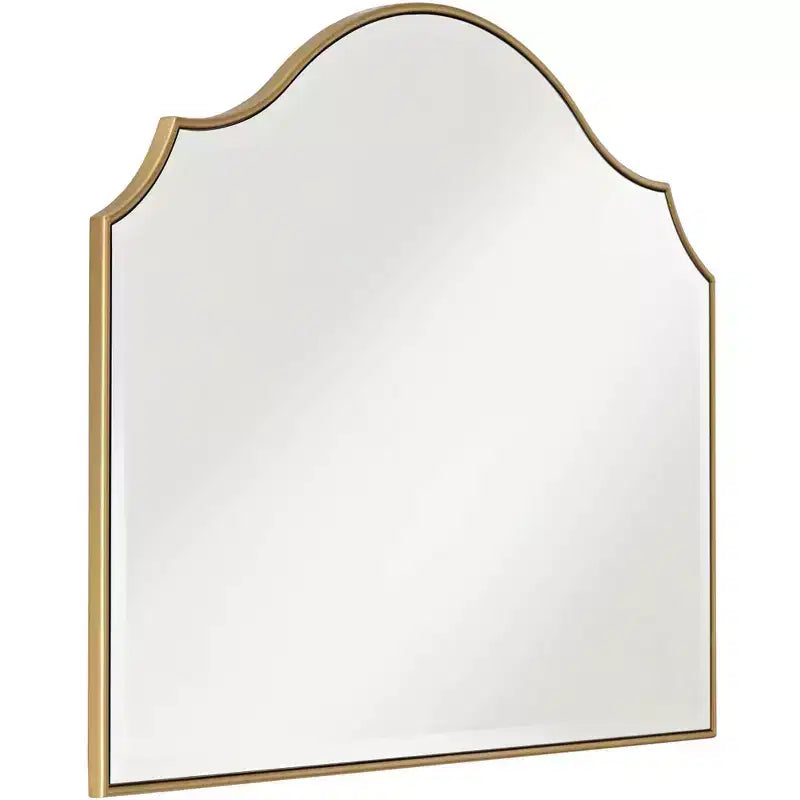 Miroir mural décoratif Arch Top Vanity vintage en verre biseauté cadre doré 38 po de large pour salle de bain chambre maison